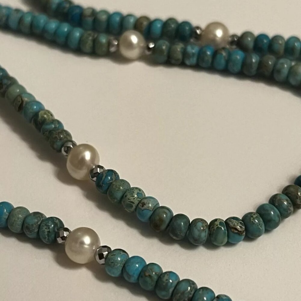 Iris & Lily Freshwater Pearl & Genuine Gemstone Necklace